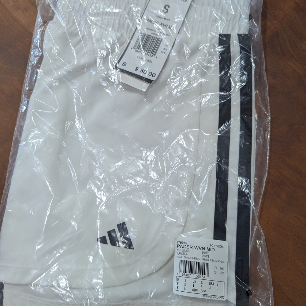Adidas White Track Shorts with Black Accents